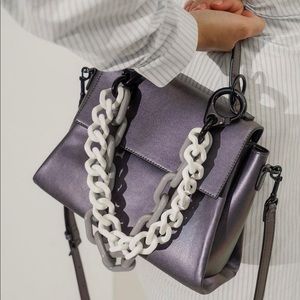 Charles and Keith purple double chain purse